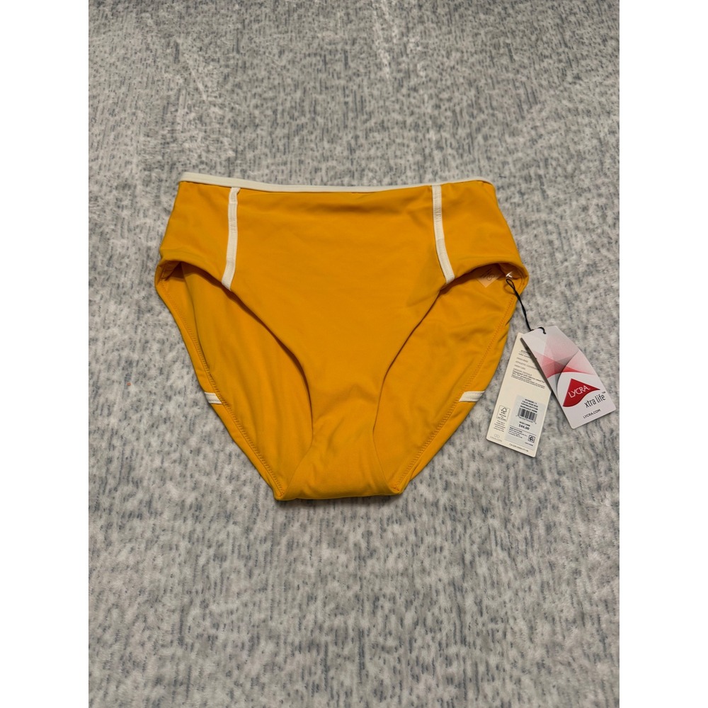 CALIA High Rise Bottoms Marigold Shine Swimwear Bikini Size L‎ NWT